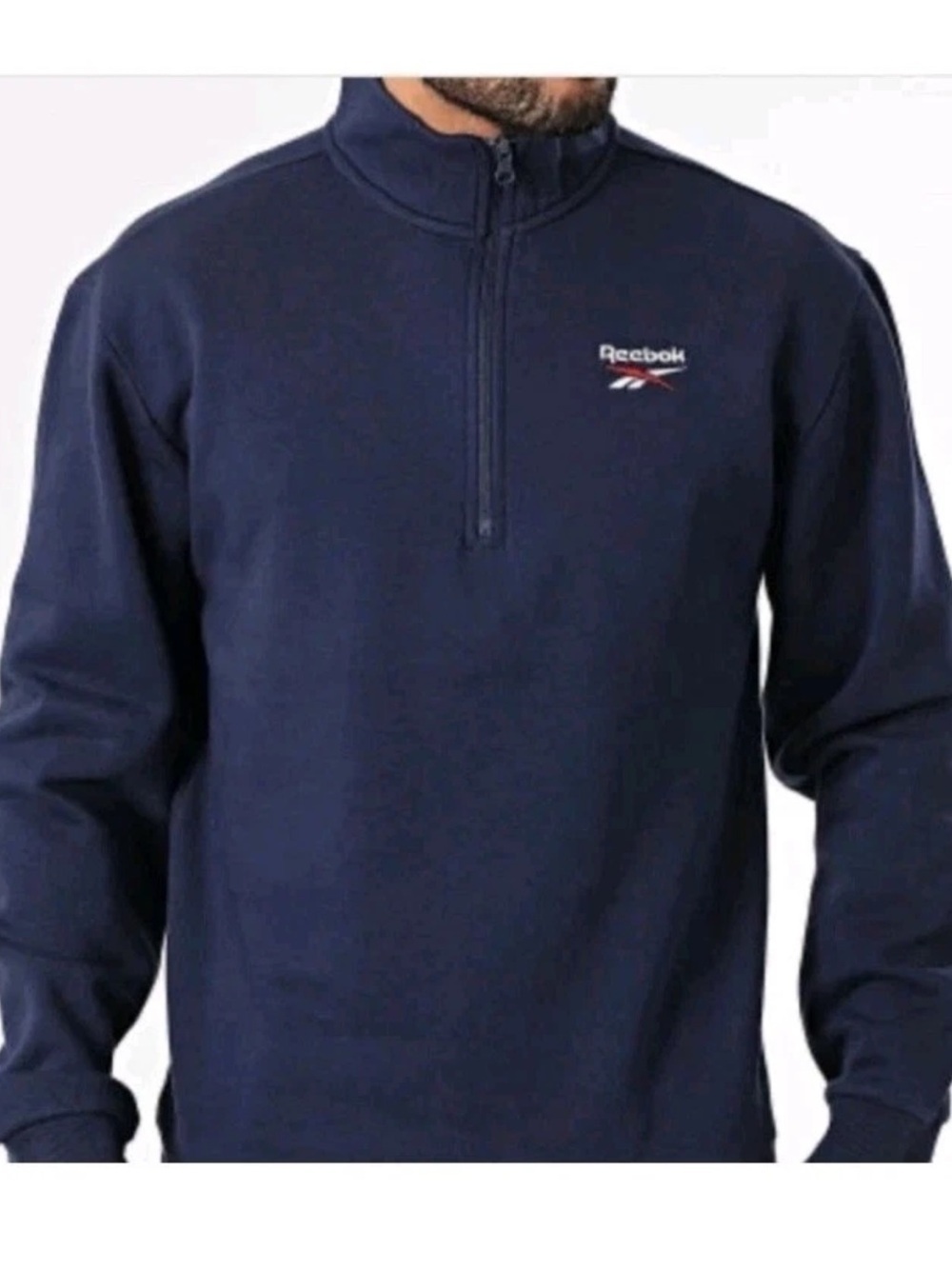 Reebok Identify Quarter Zip Fleece Pullover Sweatshirt size medium navy blue